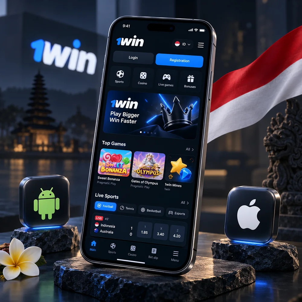 1win App Indonesia for Android and iOS with online casino games, sports betting and secure mobile account access