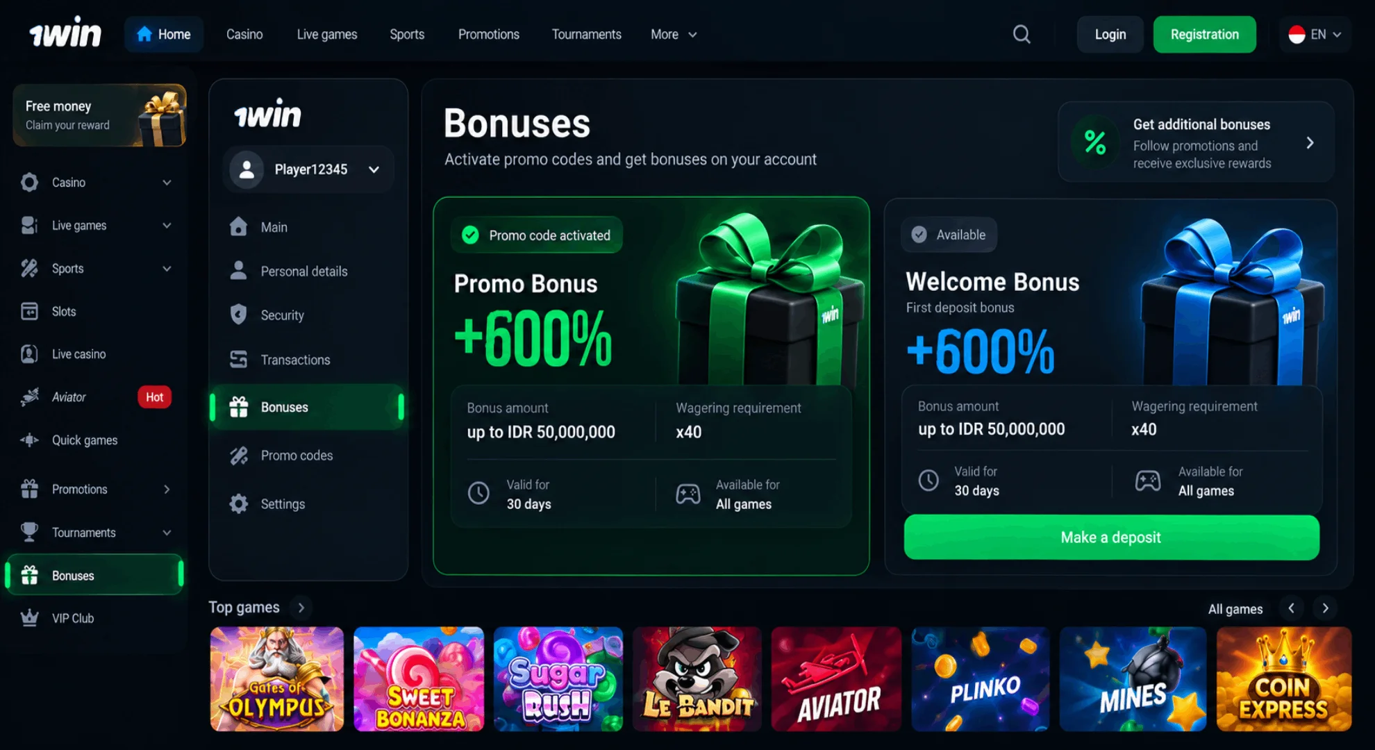 Check the Bonuses section