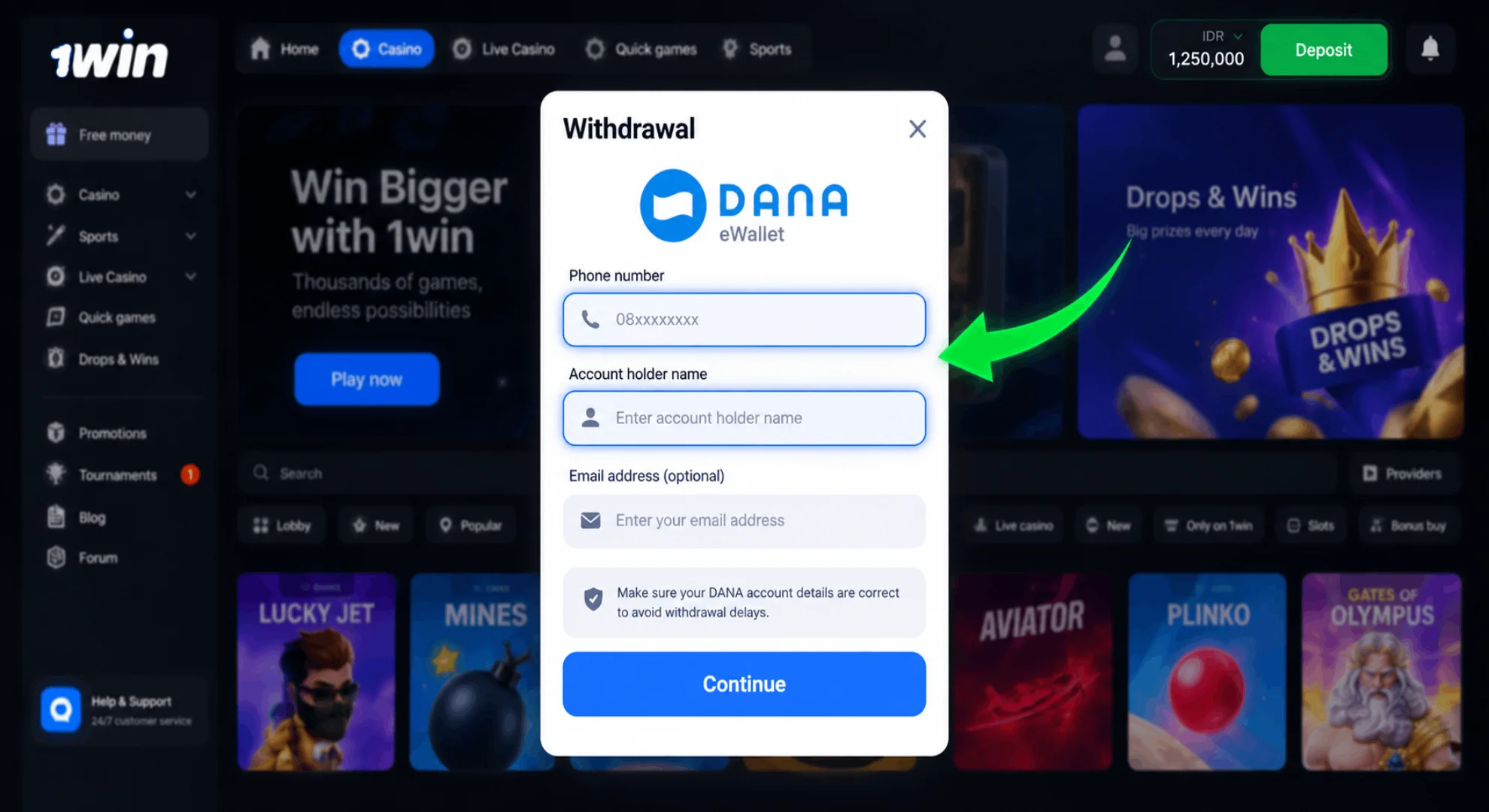 Enter your account details